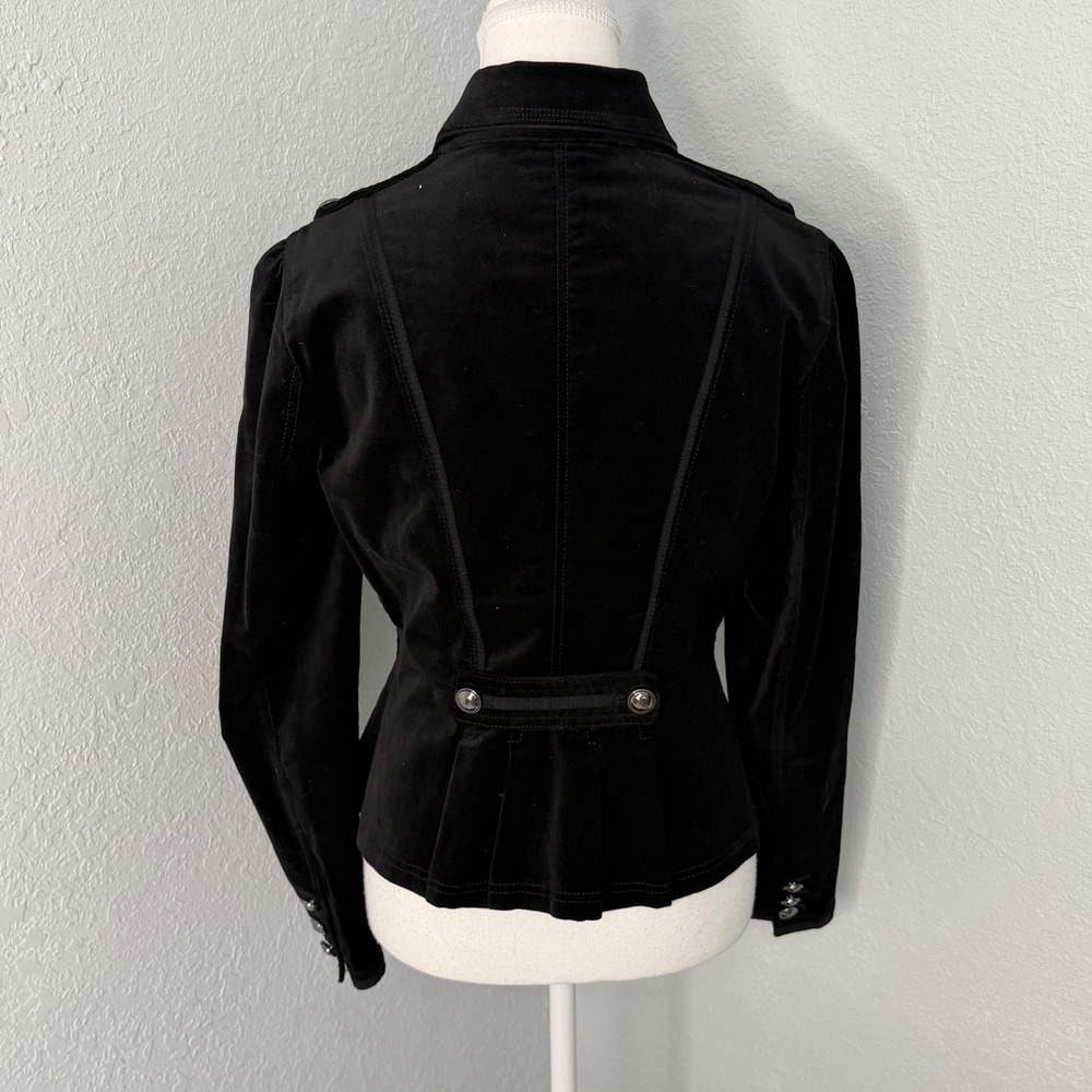 White House Black Market Black Velvet Military Peplum Blazer Jacket Size 6 - Picture 4 of 9